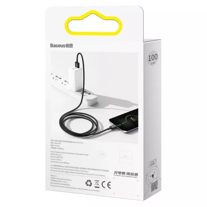 Baseus Superior rýchlonabíjací dátový kábel USB-A na Micro USB 1m čierny