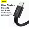 Baseus Superior Series USB-A na USB-C rýchlonabíjací a dátový kábel, 66W (11V/6A), 2m, čierny (CATYS-A01)