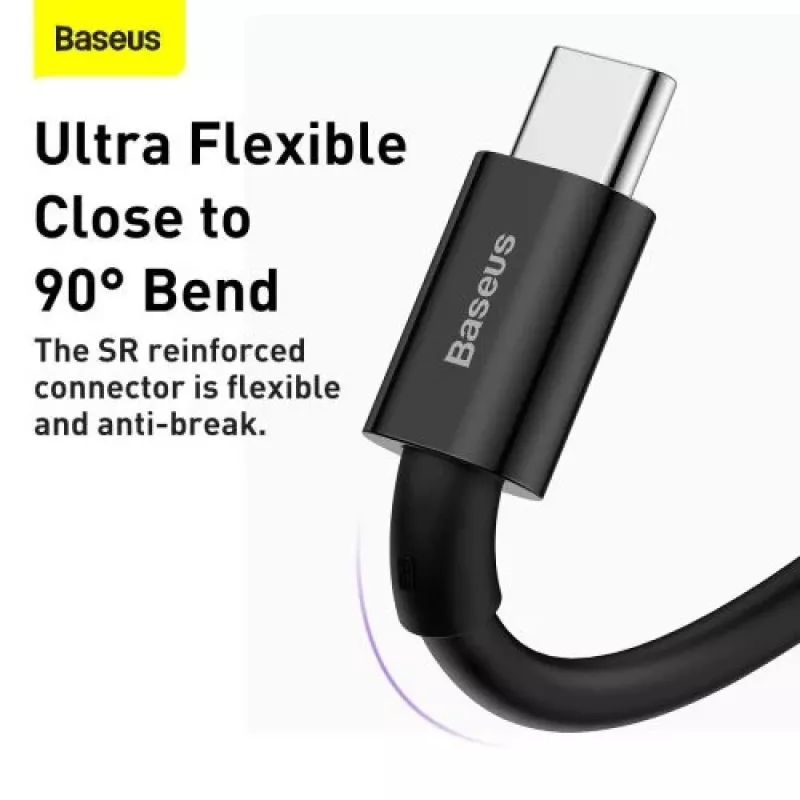 Baseus Superior Series USB-A na USB-C rýchlonabíjací a dátový kábel, 66W (11V/6A), 2m, čierny (CATYS-A01)