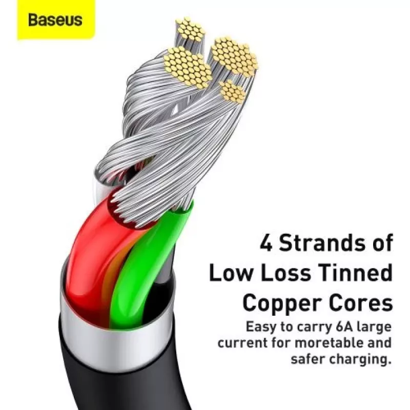 Baseus Superior Series USB-A na USB-C rýchlonabíjací a dátový kábel, 66W (11V/6A), 2m, čierny (CATYS-A01)