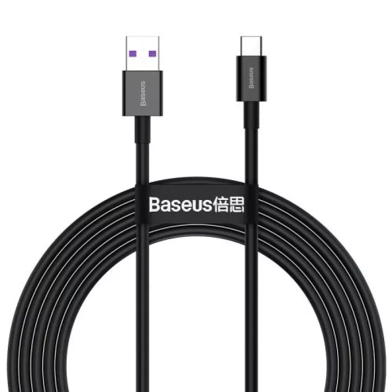 Baseus Superior Series USB-A na USB-C rýchlonabíjací a dátový kábel, 66W (11V/6A), 2m, čierny (CATYS-A01)