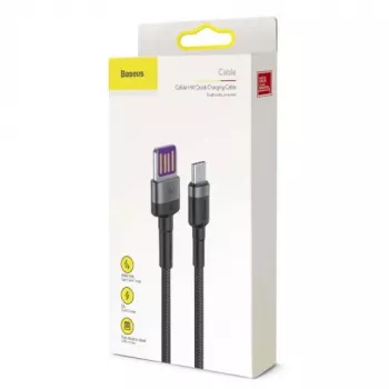 Baseus Cafule SuperCharge kábel USB-A na USB-C, 40W, 5A, QC 3.0, 1 m, čierno-sivý
