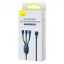 Baseus univerzálny kábel Flash Series II 3-in-1 rýchly nabíjací a dátový kábel (USB-A na Micro + Lightning + Type-C) 66W, 480mbps, 1,2m, modrý (CASS040003)