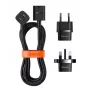 Baseus Universal PowerCombo kábel / predlžovací kábel s mini predlžovacou zásuvkou 1m čierny (EU a UK sieťový adaptér)