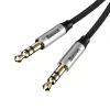 Baseus Yiven M30 3,5-mm audiokábel (jack na jack) – 1 m, nylonový pletený, pozlátený, čierna/strieborná