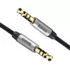 Baseus Yiven M30 3,5-mm audiokábel (jack na jack) – 1 m, nylonový pletený, pozlátený, čierna/strieborná