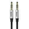 Baseus Yiven M30 3,5-mm audiokábel (jack na jack) – 1 m, nylonový pletený, pozlátený, čierna/strieborná
