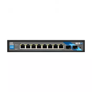 BCS BCS-B-SP08G-2SFP 8-portový Gigabit PoE+ switch s 2 SFP portami, 240W, priemyselný, neupravovaný