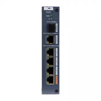 BCS BCS-L-SP0401G-1SFP-M priemyselný neupravovaný PoE+ switch, 4x PoE+ RJ45 + 1x RJ45 + 1x SFP, 65W