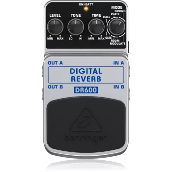 Behringer DR600 digitálny reverb efektový pedál, 6 režimov, stereo, čierna/strieborná
