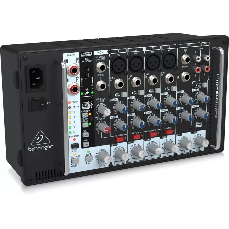 8-kanálový audio mixér Behringer PMP500MP3, čierny