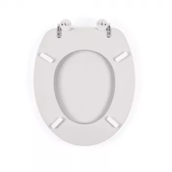 Beldray LA032355PGRY drevené WC sedadlo, biela - soft-close D-forma s rýchloupínacími pántami
