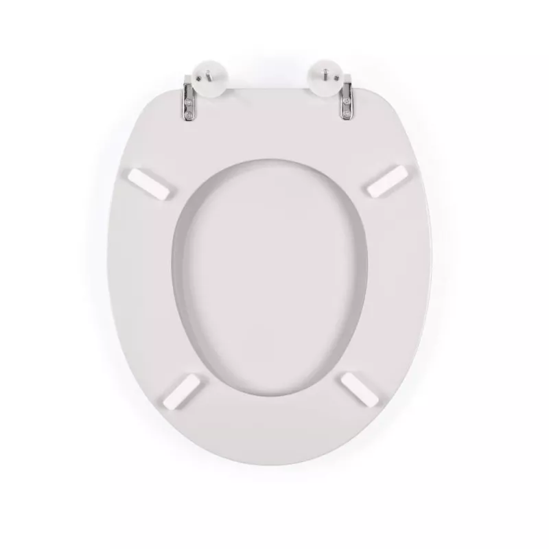 Beldray LA032355PGRY drevené WC sedadlo, biela - soft-close D-forma s rýchloupínacími pántami