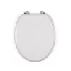 Beldray LA032355PGRY drevené WC sedadlo, biela - soft-close D-forma s rýchloupínacími pántami