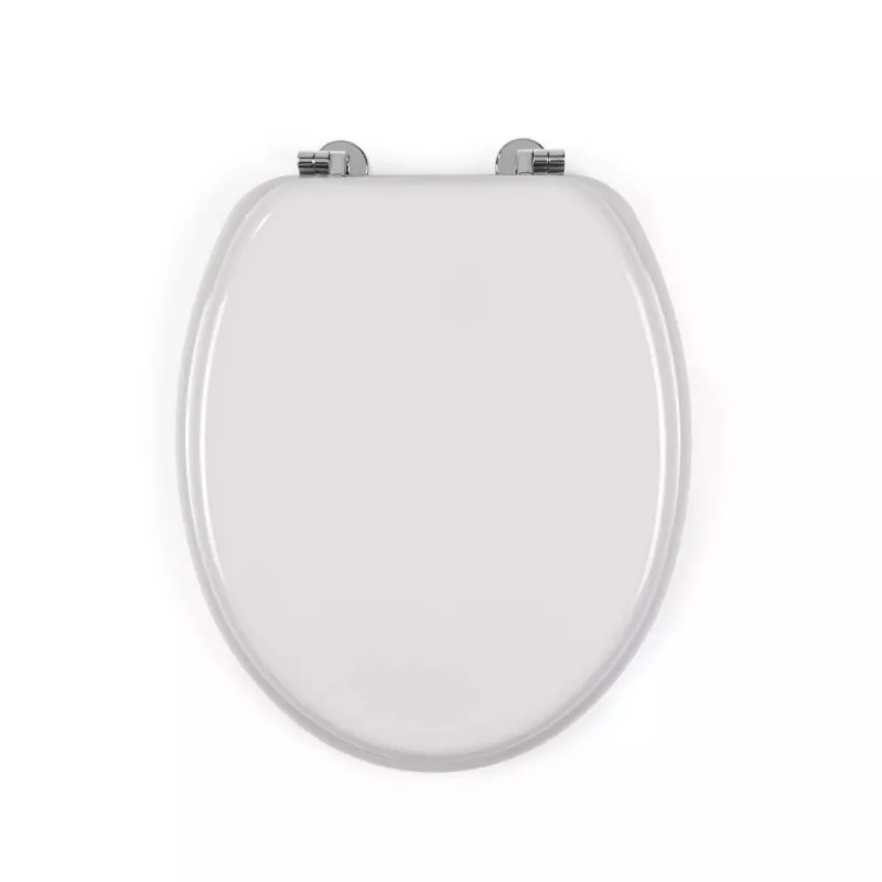 Beldray LA032355PGRY drevené WC sedadlo, biela - soft-close D-forma s rýchloupínacími pántami