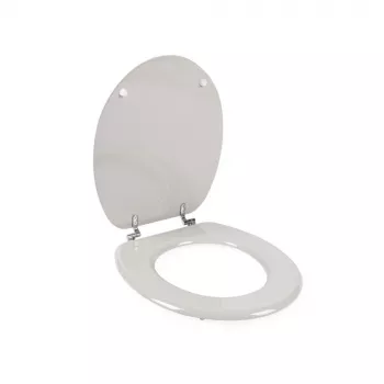 Beldray LA032355PGRY drevené WC sedadlo, biela - soft-close D-forma s rýchloupínacími pántami