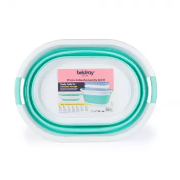 Beldray LA034816MNTFPEU7 skladací koš na bielizeň 28L, biela/mint