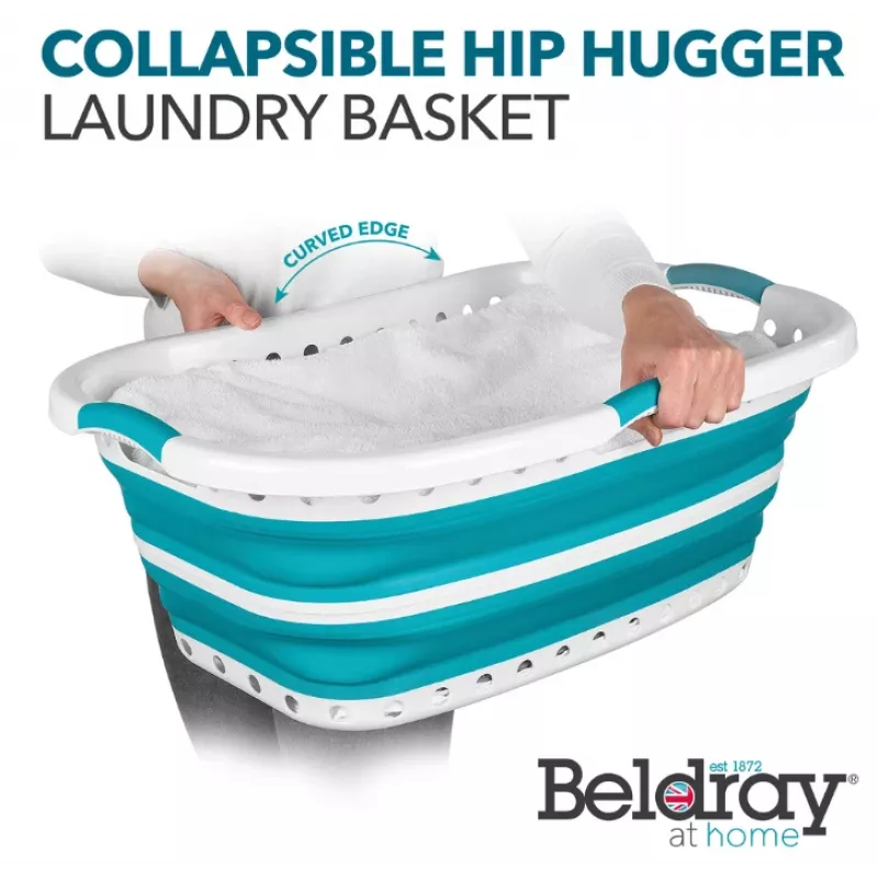 Beldray LA072979TQFEU7 37 L skladací koš na bielizeň Hip Hugger tyrkysová