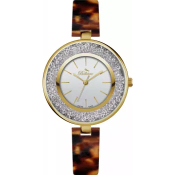BELLEVUE D72 dámske quartz analógové hodinky 33 mm strieborný ciferník čierny kožený remienok