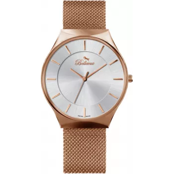 BELLEVUE E54 dámske quartz analógové hodinky 32mm puzdro z nerezovej ocele čierny kožený remienok