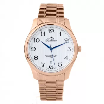 BELLEVUE FB4 dámske quartz analógové hodinky 40mm nerez čierny ciferník kožený remienok
