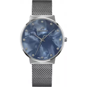 BELLEVUE dámske B14 33 mm quartzové hodinky strieborná nehrdzavejúca oceľ mesh