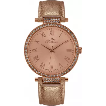 BELLEVUE Woman B39 35 mm quartz hodinky strieborný ciferník čierny kožený remienok