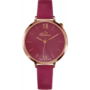 BELLEVUE Woman B50 35mm analógové quartzové hodinky strieborný ciferník čierny kožený remienok