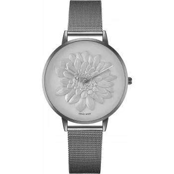 BELLEVUE Woman D12 40mm analógové quartzové hodinky puzdro z nerezovej ocele čierny kožený remienok