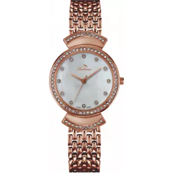 BELLEVUE Woman D50 32 mm quartz analogové hodinky strieborný ciferník čierny kožený remienok