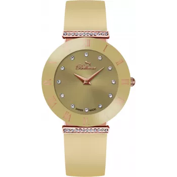 BELLEVUE Woman E105 quartz analógové hodinky 33mm nehrdzavejúca oceľ biely ciferník čierna koža