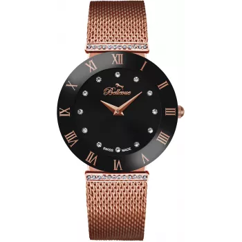 BELLEVUE Woman F101 33mm quartz analógové hodinky strieborná nerezová oceľ mesh