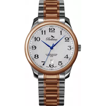 BELLEVUE Woman F2 35 mm quartz hodinky strieborný ciferník, čierny kožený remienok