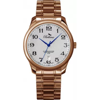BELLEVUE Woman F6 analógové quartzové hodinky 30 mm strieborný ciferník čierny kožený remienok
