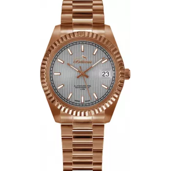 BELLEVUE dámske H28 30 mm quartz analógové hodinky strieborný ciferník čierny kožený remienok
