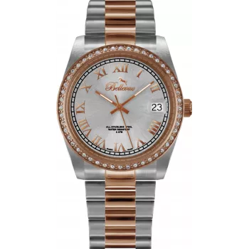 BELLEVUE Woman I22 27mm švajčiarske quartz hodinky biely ciferník čierny kožený remienok