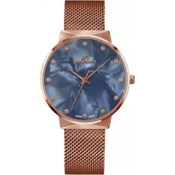 BELLEVUE dámske hodinky B11 quartz analógové 33 mm oceľové puzdro pravá koža remienok