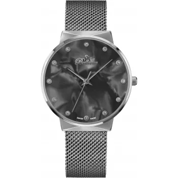 BELLEVUE dámske hodinky B13 analógové quartz 33 mm nerezové puzdro čierny kožený remienok