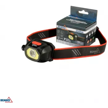BEMKO C49-LTC02 multifunkčná nabíjateľná LED čelovka, 200lm, 6500K, 1200mAh, IP44