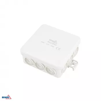 BEMKO E04-PI12-IP55 rozvodná krabica na omietku 85x85x36,5 mm IP55 12 vstupov svetlosivá