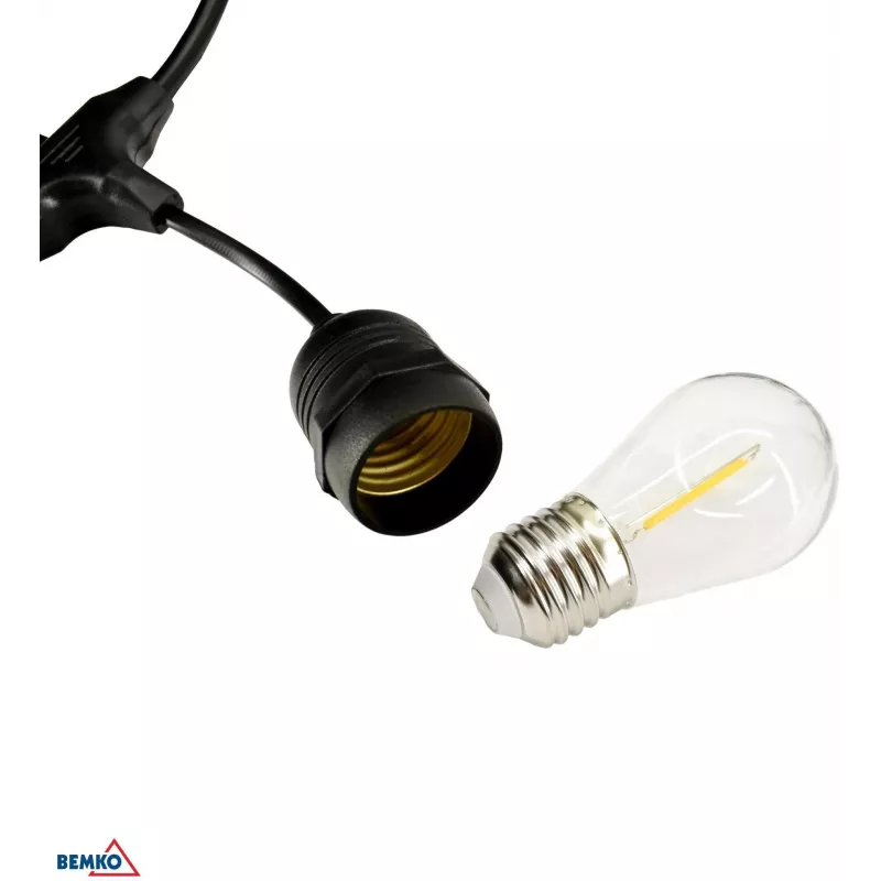 BEMKO SOLBEE solárna LED záhradná reťaz 10 LED 10m teplá biela 3000K IP65 čierna