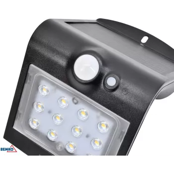 BEMKO TRINGO solárne LED svetlo 1,5W 220lm 4000K IP65 čierne s PIR senzorom C83-SOT-001BL-PIR