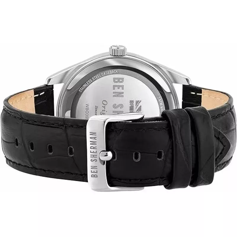 BEN SHERMAN pánske hodinky WB039UB 43mm čierny ciferník čierny remienok z umelej kože