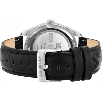 Ben Sherman pánske WB039BB analógové quartzové hodinky 43 mm čierny ciferník čierny kožený remienok
