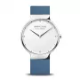 BERING pánske Classic quartz hodinky 15540-700 40mm nerez oceľ mesh modrý slnečný brús ciferník