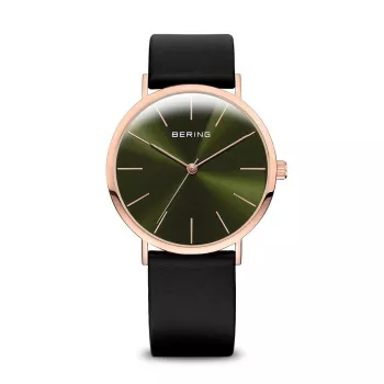 Bering pánske Classic quartz hodinky 36mm ušľachtilá oceľ ružové zlato modrý ciferník milánsky mesh remienok 13436-469