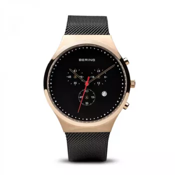 Bering pánske Classic quartz hodinky 40 mm nerezová oceľ čierny ciferník mesh remienok 14740-166