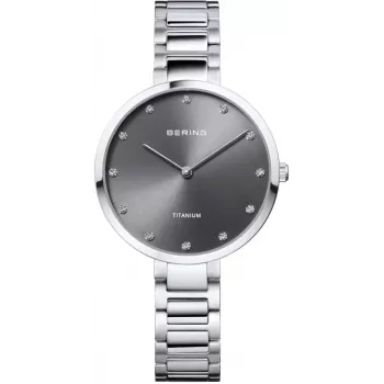 BERING dámske quartzové hodinky Classic Collection 34mm modrý ciferník Sunray strieborný milánsky sieťkovaný náramok 11334-772