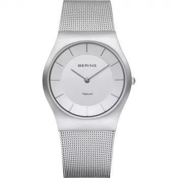 BERING dámske Classic quartz hodinky 35mm nehrdzavejúca oceľ mesh biely ciferník 11935-000