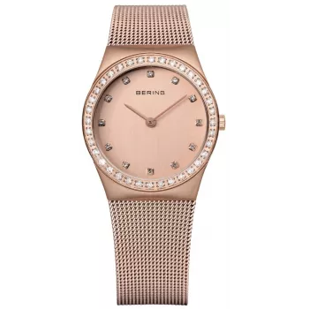 BERING dámske hodinky 12430-366 30 mm ružové zlato nerezová oceľ hnedý Sunray ciferník